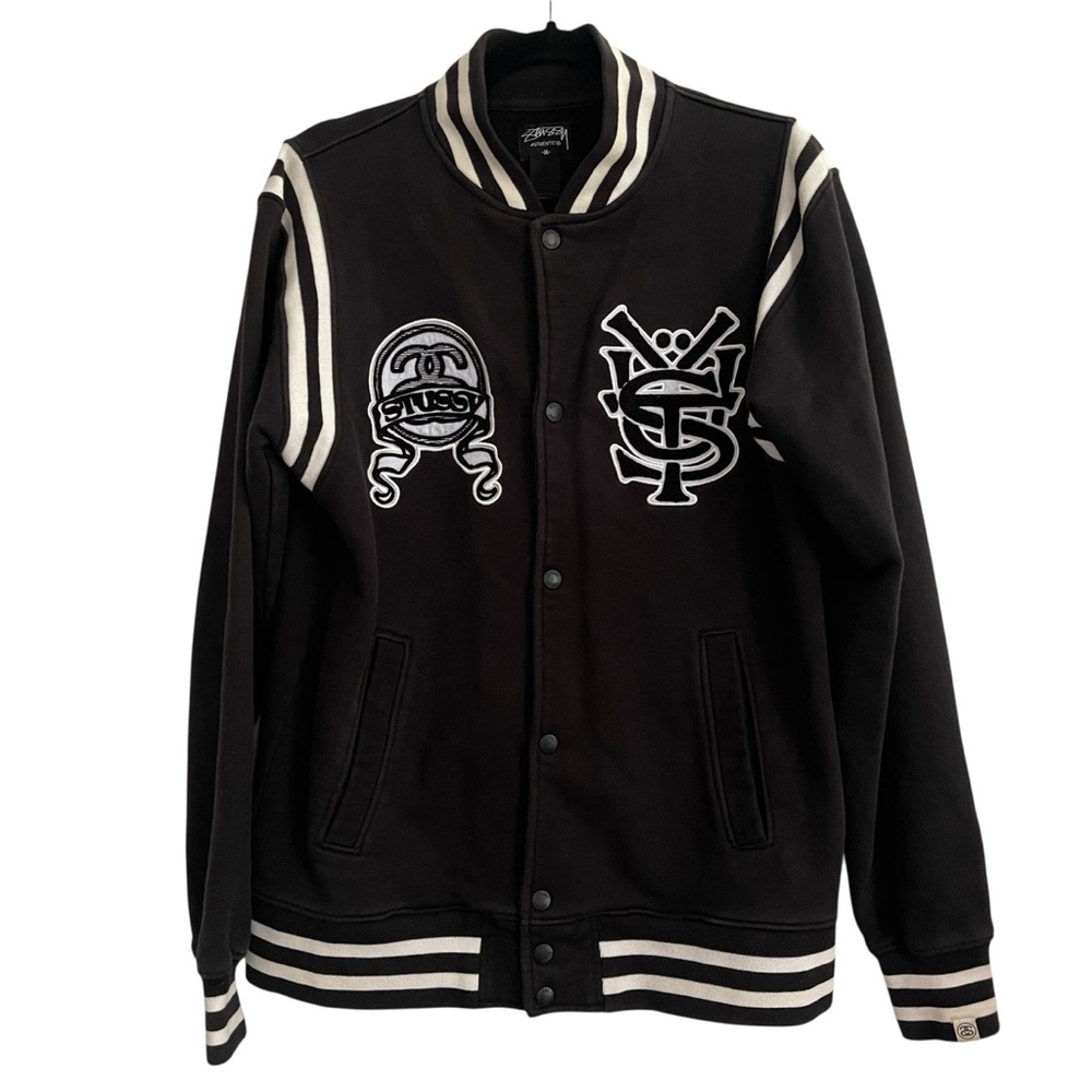 Vintage Mens Stussy Varsity Snap Worldwide Logo Jacket 100% Cotton‎ Size M